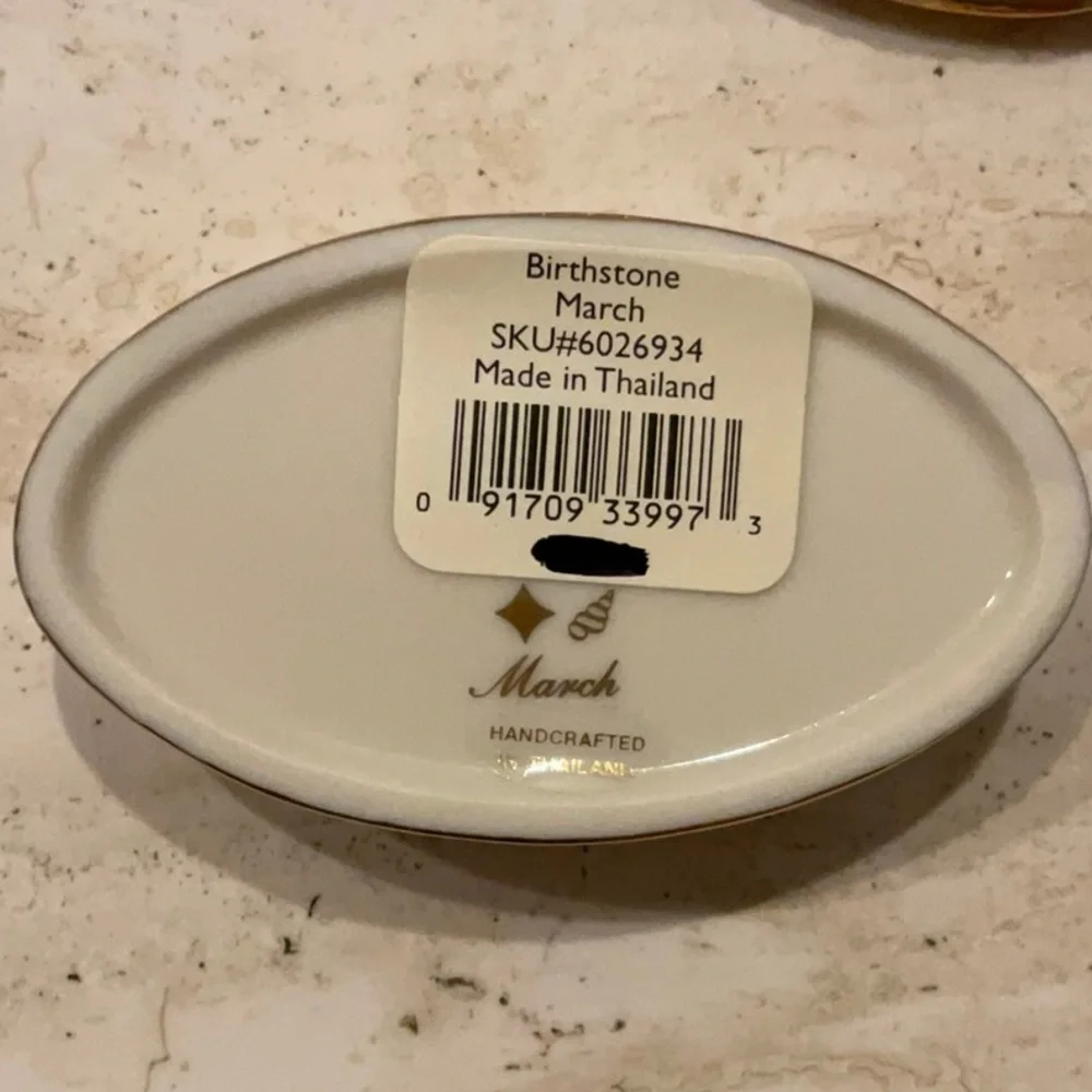 Lenox Trinket Box 1999 Aquamarine Gem Stone March Birthstone Collection Vintage - Picture 7 of 14